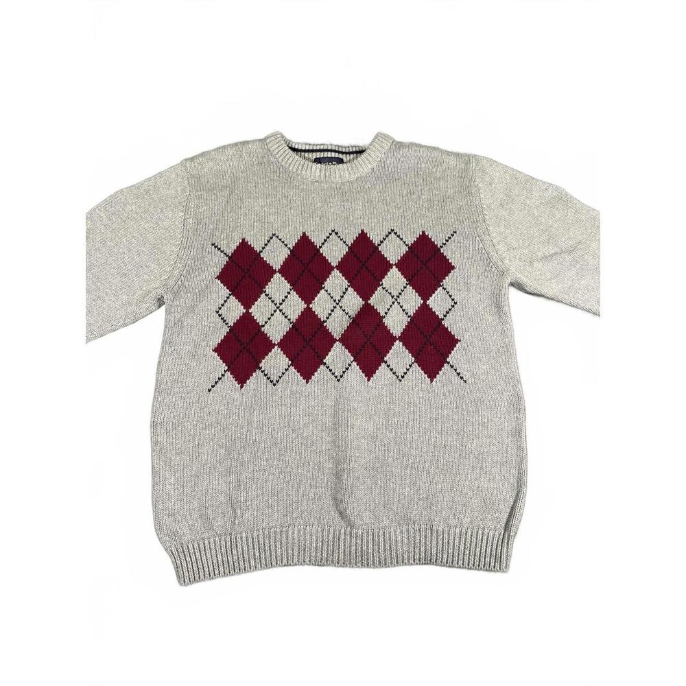 Standard Blues Boys 14-16 Large Argyle 100% Cotton Crewneck Sweater
